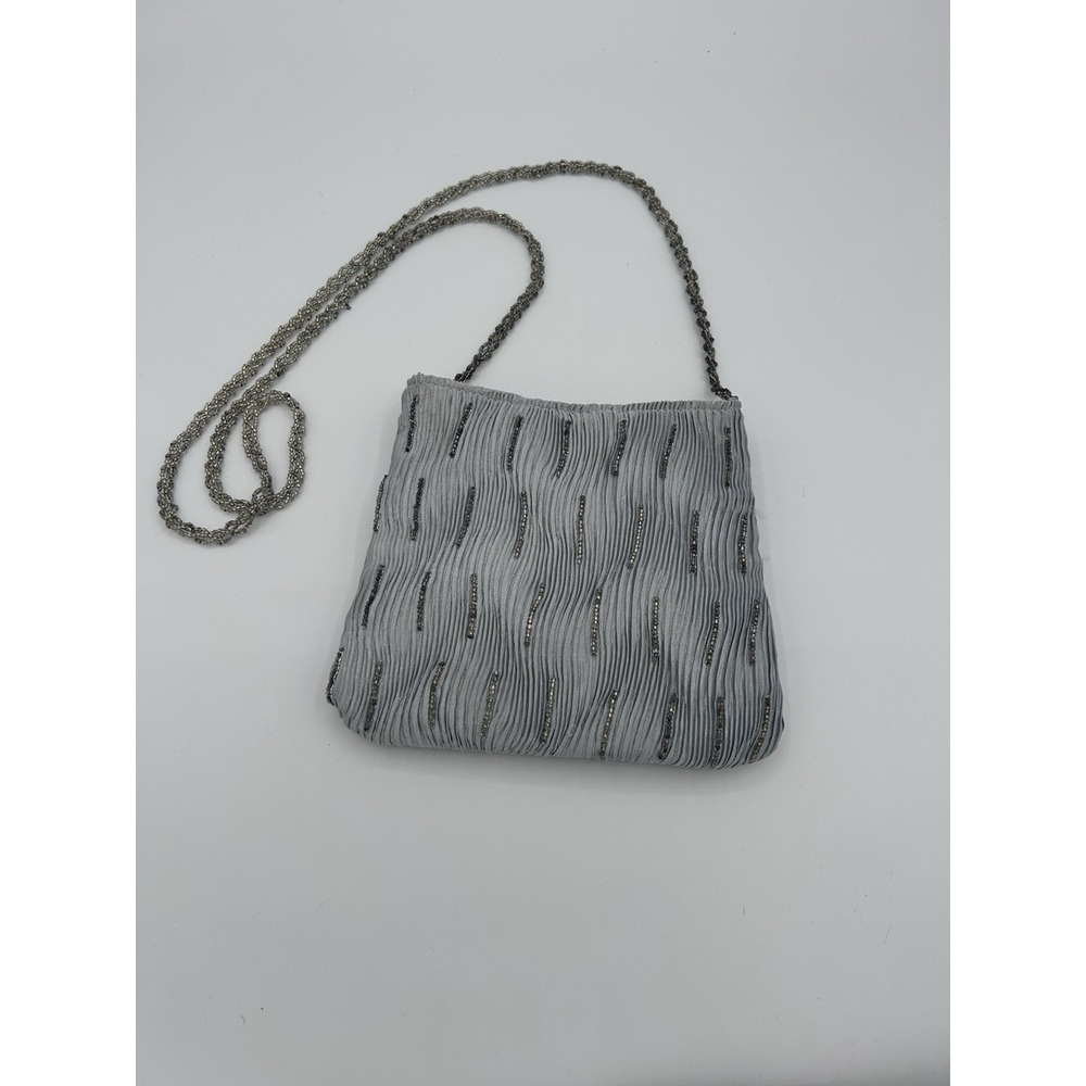 VTG Jessica McClintock Women's Silver Beaded Evening Purse Chain Statement Piece